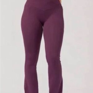 POPFLEX Crisscross Hourglass Flared Legging- Winter Plum
